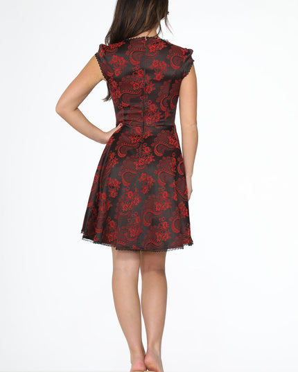 21441 Red Brocade Gothic Swing Dress