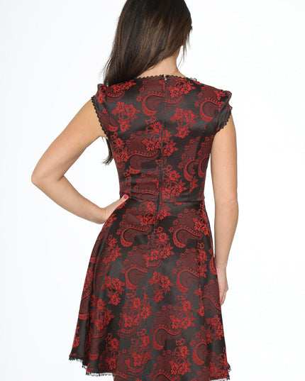 21441 Red Brocade Gothic Swing Dress