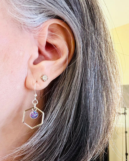 Hexagon Gemstone Earrings