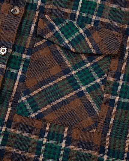Plaid Print Chest Pockets Buttoned Shacket