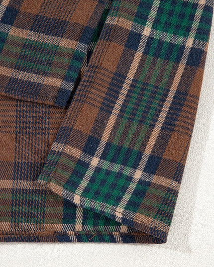 Plaid Print Chest Pockets Buttoned Shacket