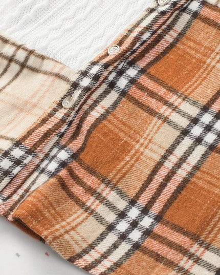 Plaid Color Block Patchwork Pocket Shirt Shacket