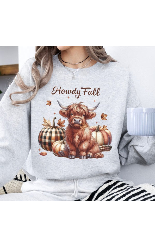 Howdy Fall Highland Cow Women's Sweatshirt