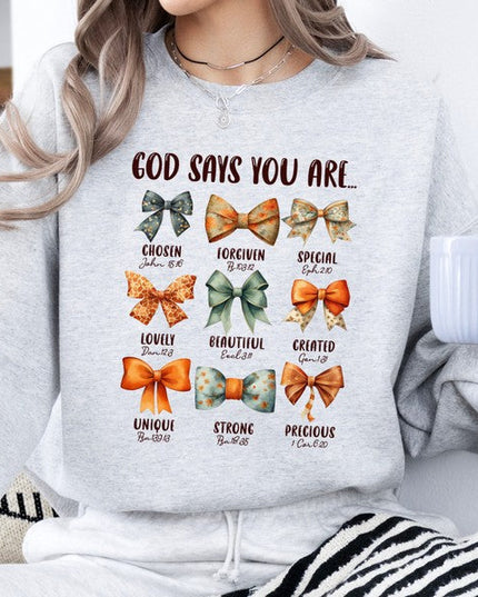 PLUS God Says You Are | Women's Faith Based Sweatshirt