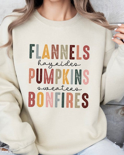 Flannels pumpkins bonfires women's fall sweatshirt