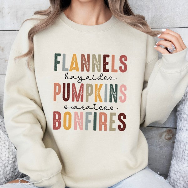 Flannels pumpkins bonfires women's fall sweatshirt