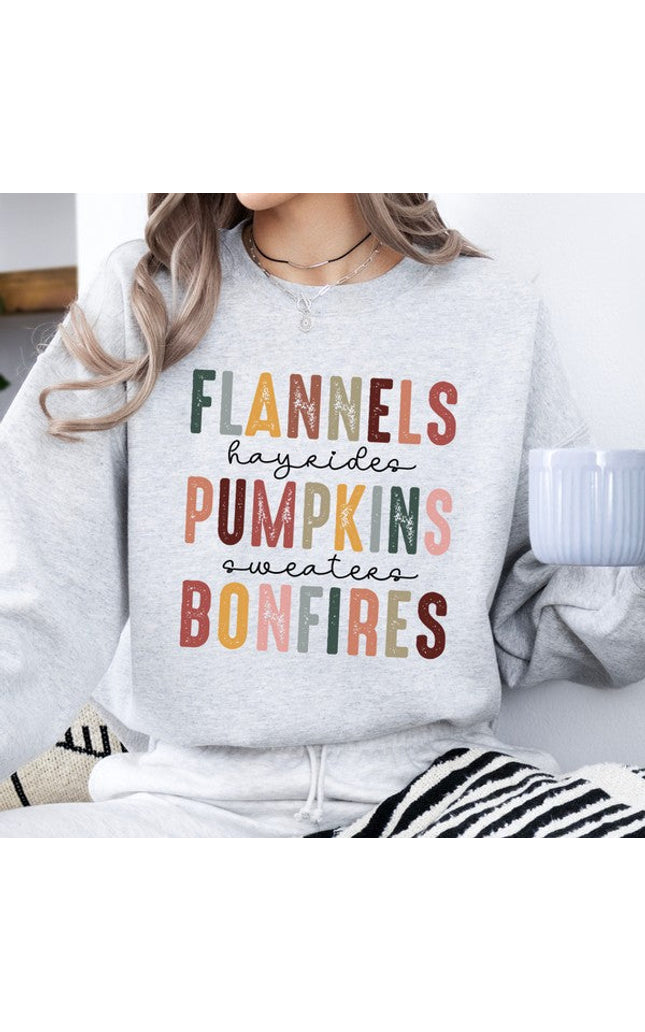 Flannels Pumpkins Bonfires Women's Fall Sweatshirt