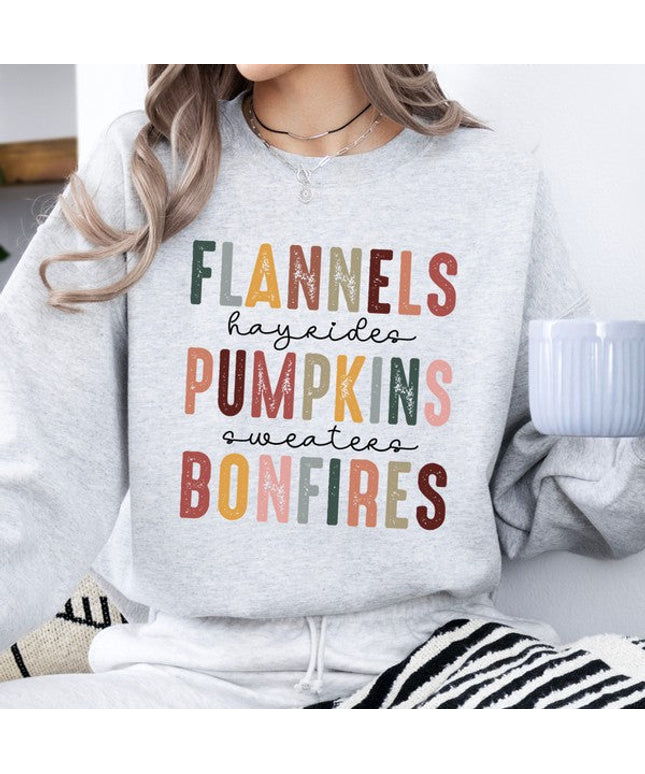 Flannels Pumpkins Bonfires Women's Fall Sweatshirt