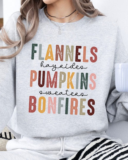 Flannels pumpkins bonfires women's fall sweatshirt