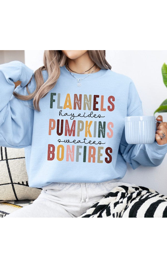 Flannels pumpkins bonfires women's fall sweatshirt