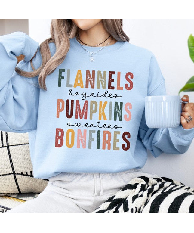 Flannels pumpkins bonfires women's fall sweatshirt