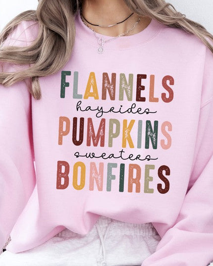 Flannels Pumpkins Bonfires Women's Fall Sweatshirt