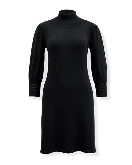 Mock Neck Puff Sleeve Sweater Dress