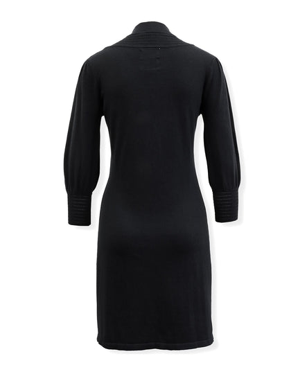 Mock Neck Puff Sleeve Sweater Dress