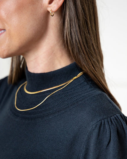 Mock Neck Puff Sleeve Sweater Dress