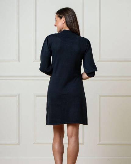 Mock Neck Puff Sleeve Sweater Dress
