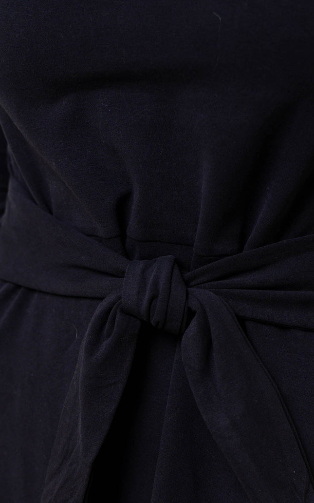 Organic Long Sleeve Tie-Waist Knit Dress