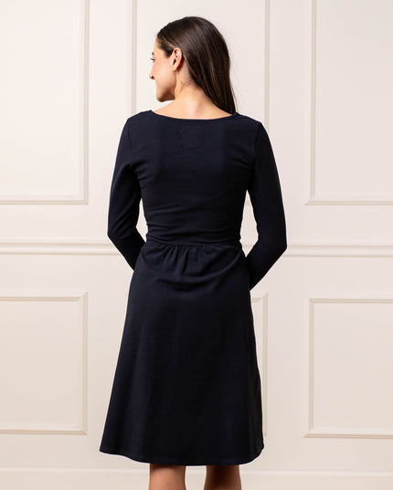 Organic Long Sleeve Tie-Waist Knit Dress