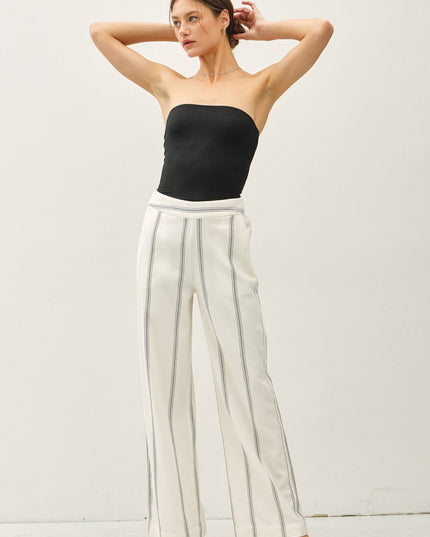 Ivory Striped Linen Pants