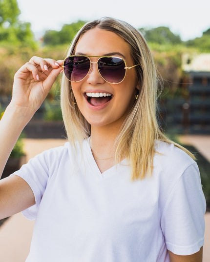 Ready to Ship  | The Alex Gold/Gray- High Quality Unisex Aviator Sunglasses