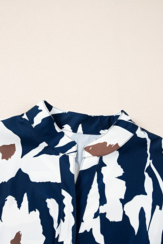 60s Flower Frill Neck Loose Blouse