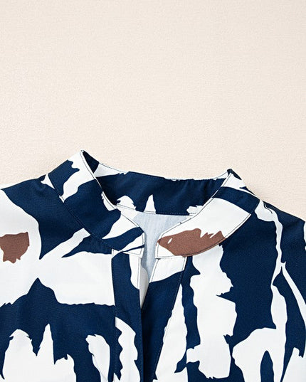 60s Flower Frill Neck Loose Blouse