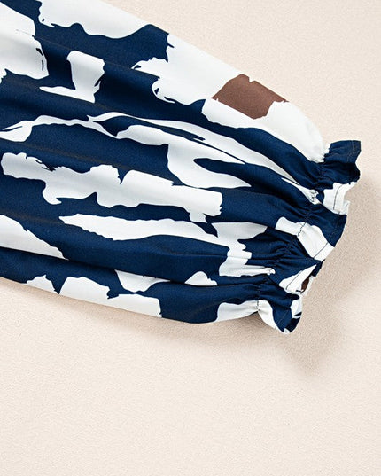 60s Flower Frill Neck Loose Blouse