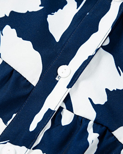 60s Flower Frill Neck Loose Blouse