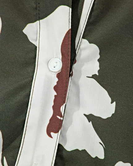 60s Flower Frill Neck Loose Blouse