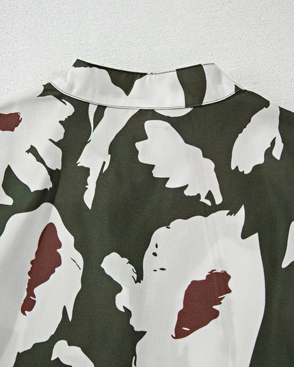 60s Flower Frill Neck Loose Blouse