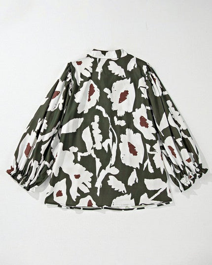 60s Flower Frill Neck Loose Blouse