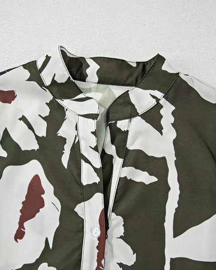 60s Flower Frill Neck Loose Blouse