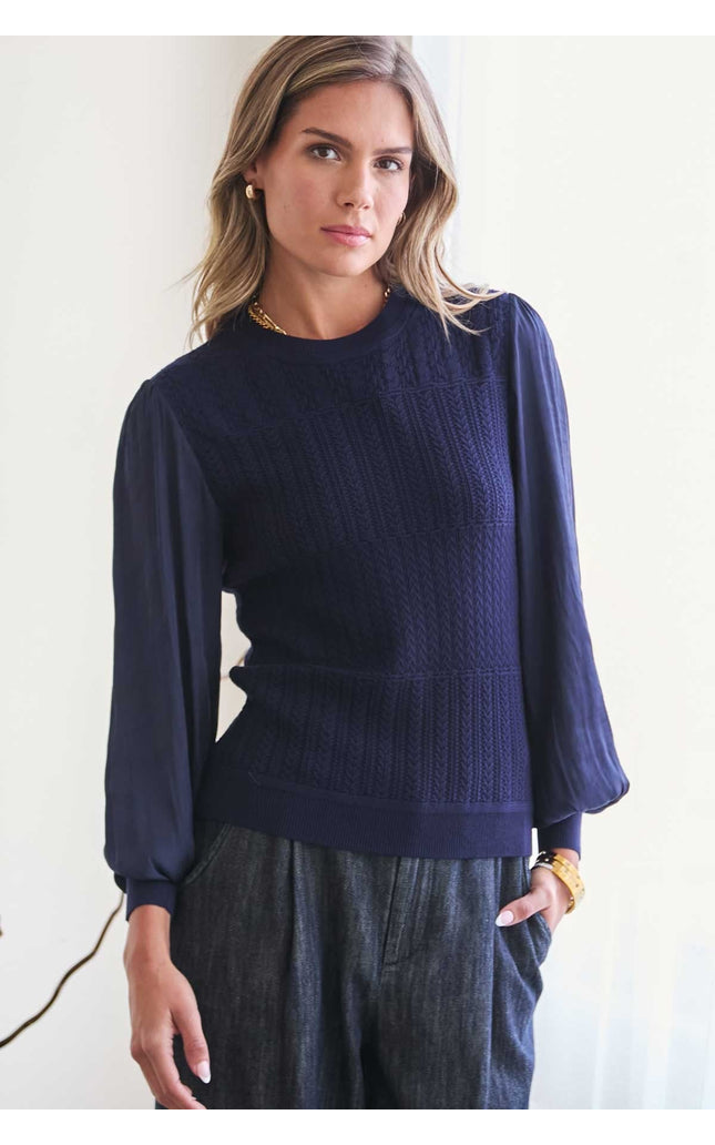 Woven Combo Sweater
