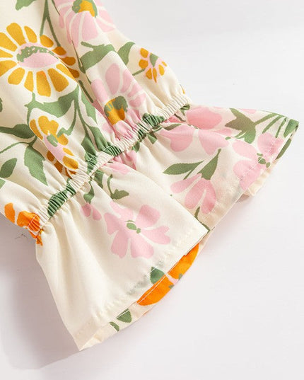 Multicolour V Neck Half Sleeve Boho Floral Blouse