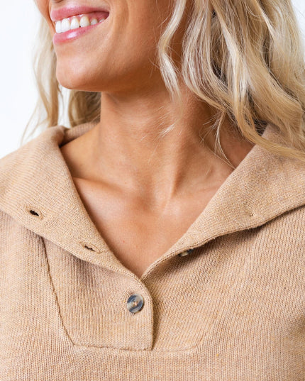 Wide Collar Belted Organic Sweater Dress