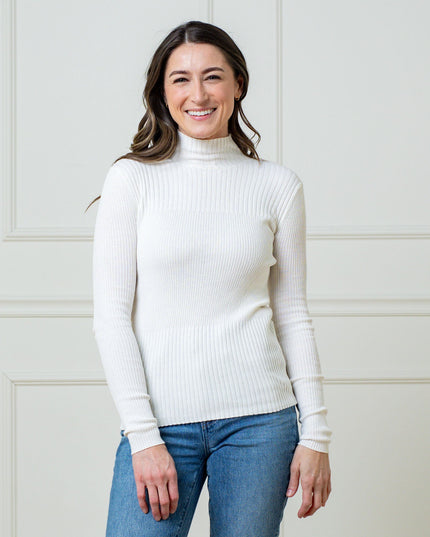 Mock Neck Rib Knit Sweater
