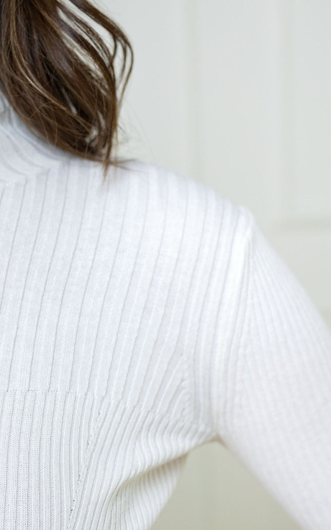 Mock Neck Rib Knit Sweater