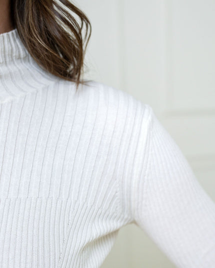 Mock Neck Rib Knit Sweater
