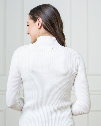Mock Neck Rib Knit Sweater