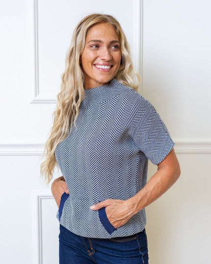 Mock Neck Short Sleeve Sweater