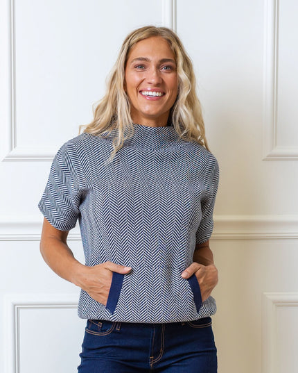 Mock Neck Short Sleeve Sweater