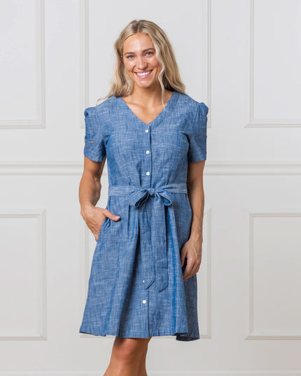 Organic Button Front Chambray Dress