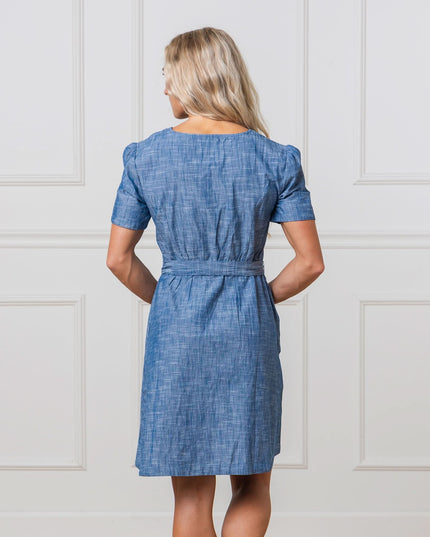 Organic Button Front Chambray Dress