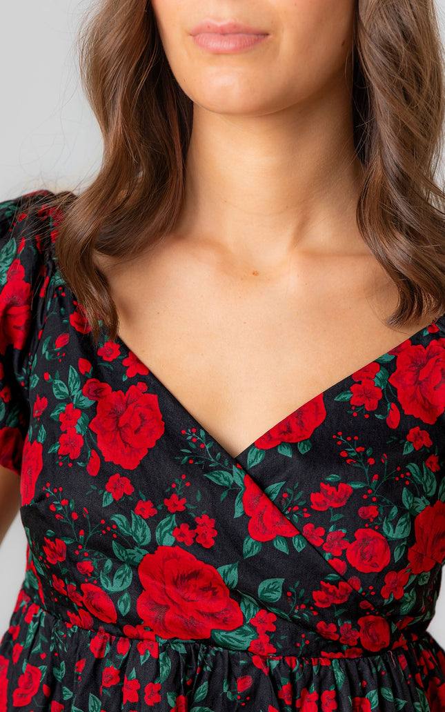 Puff Sleeve Crossover Dress