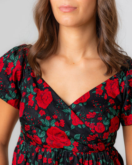 Puff Sleeve Crossover Dress