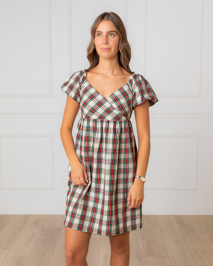 Puff Sleeve Crossover Dress