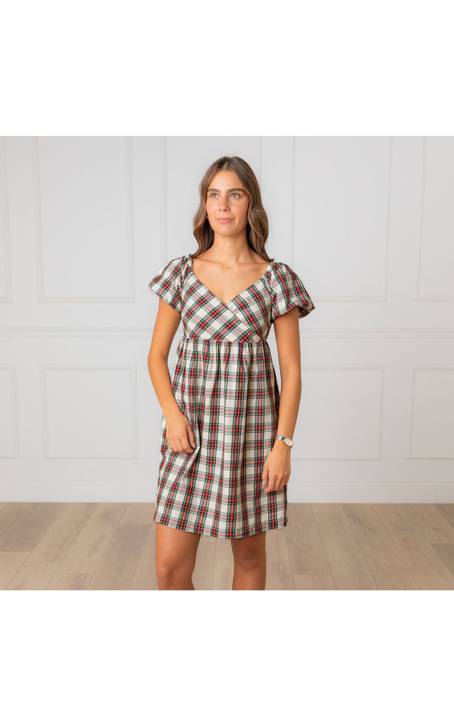 Puff Sleeve Crossover Dress