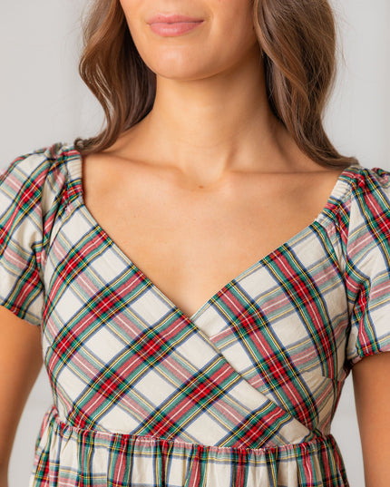 Puff Sleeve Crossover Dress