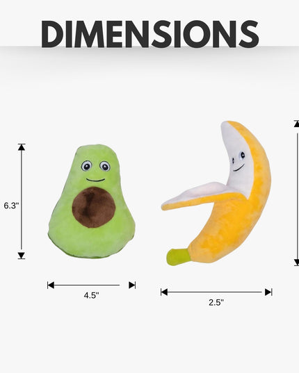 Avocado & Banana Plush Dog Toy Gift Set – with Squeaker & Crinkle Paper for Fun Play