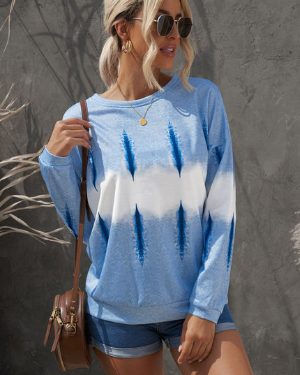 Women Tie-Dye Drop Shoulder Round Neck Sweatshirt